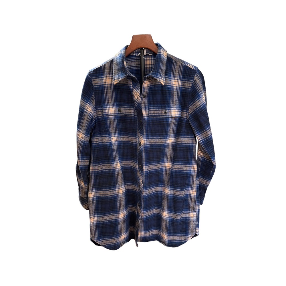 LL Bean Signature Archive Chamois Cloth 1958 Shirt Blue Plaid Flannel Womens M